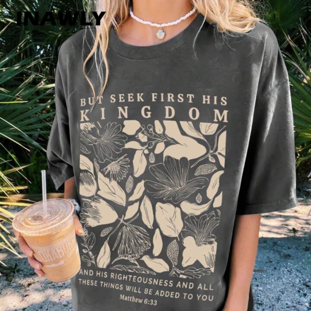 INAWLY Short Sleeve Matthew 6:33 Summer T-Shirt
